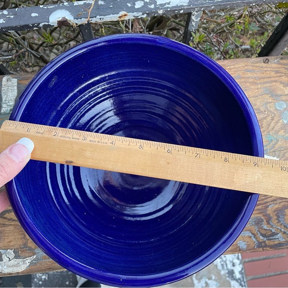 Lapis Blue pottery Bowl artisan studio Asian floral signed